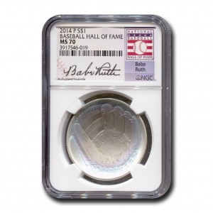 2014-P Baseball Hall of Fame Silver Commemorative (Babe Ruth) Dollar MS-70 NGC