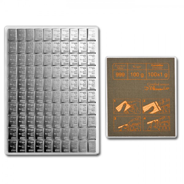 100x 1 gram Silver Bar In Assay CombiBar - Valcambi Suisse - Image 5