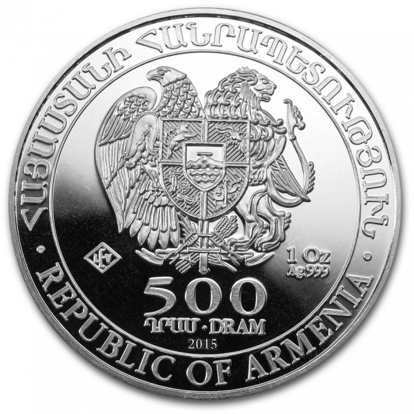 2015 Armenia 1 oz Silver 500 Drams Noah’s Ark - Image 2