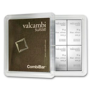 10x 10 gram Silver Bar In Assay CombiBar - Valcambi Suisse
