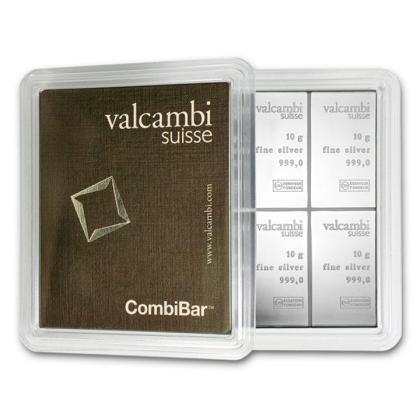 10x 10 gram Silver Bar In Assay CombiBar - Valcambi Suisse