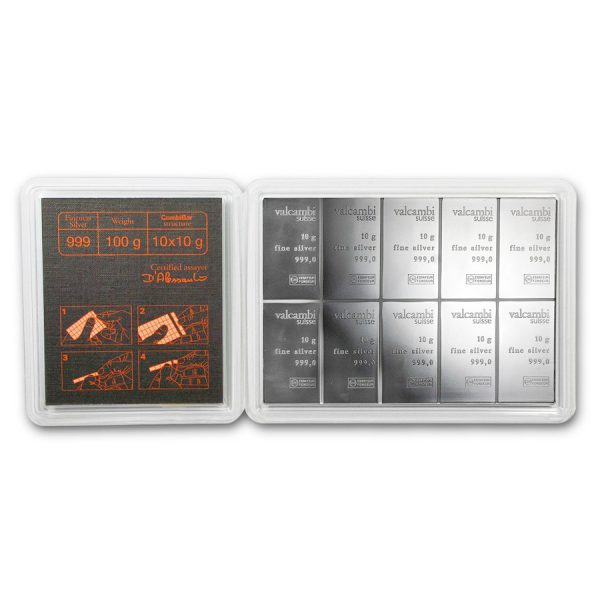 10x 10 gram Silver Bar In Assay CombiBar - Valcambi Suisse - Image 2
