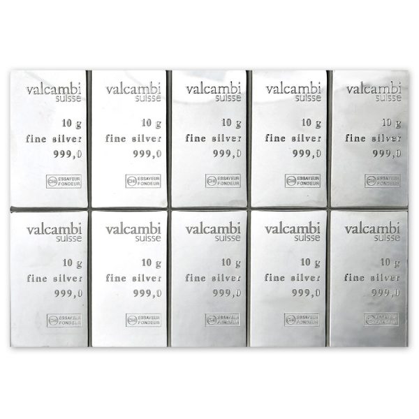 10x 10 gram Silver Bar In Assay CombiBar - Valcambi Suisse - Image 4