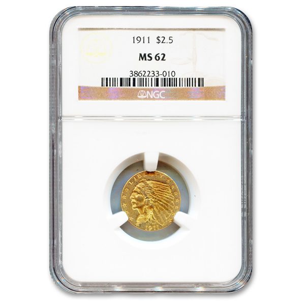 1911 $2.50 Indian Head Quarter Eagle MS-62 NGC