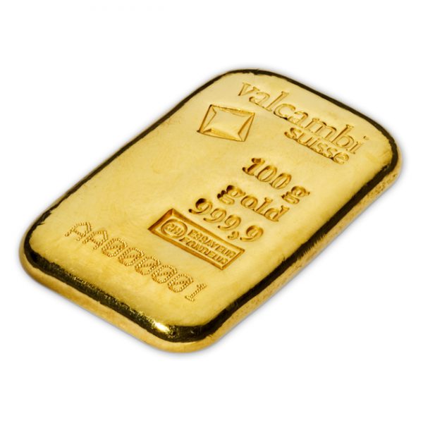 100 gram Gold Bar Cast w/Assay - Valcambi Suisse - Image 3