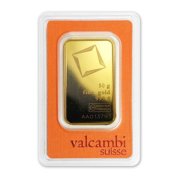 50 gram Gold Bar In Assay - Valcambi Suisse