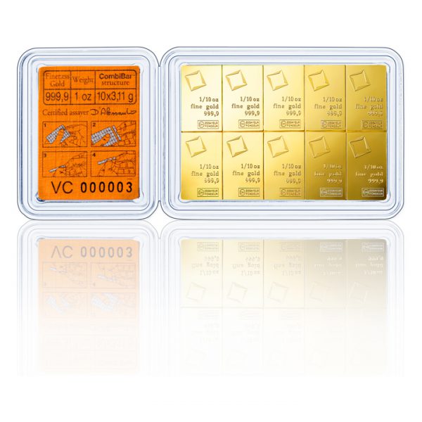 10x 1/10 oz Gold CombiBar Assay - Valcambi Suisse - Image 2