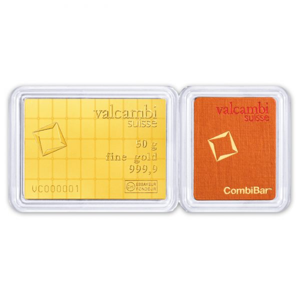 50x 1 Gram Gold CombiBar Assay – Valcambi Suisse