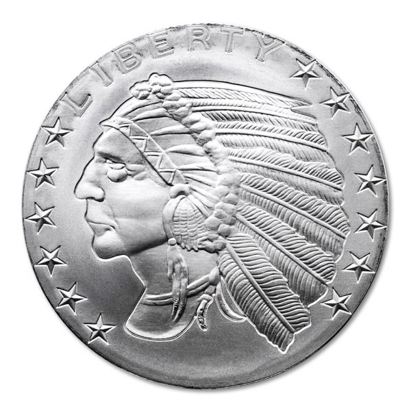 2021 1oz .999 Fine Silver Round - Golden State Mint Incused Indian Design In Capsule