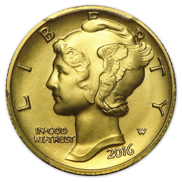 2016-W 1/10 oz Gold Mercury Dime Centennial SP-69 PCGS (FS) (100th Anniversary Label) - Image 3