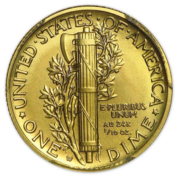 2016-W 1/10 oz Gold Mercury Dime Centennial SP-69 PCGS (FS) (100th Anniversary Label) - Image 4