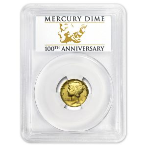2016-W 1/10 oz Gold Mercury Dime Centennial SP-69 PCGS (FS) (100th Anniversary Label)