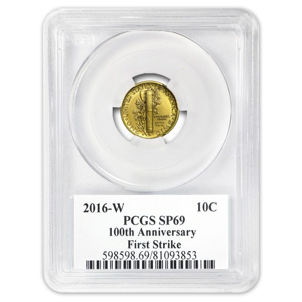 2016-W 1/10 oz Gold Mercury Dime Centennial SP-69 PCGS (FS) (100th Anniversary Label) - Image 2