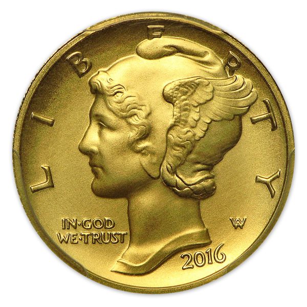 2016-W 1/10 oz Gold Mercury Dime Centennial SP-70 PCGS (FS) (100th Anniversary Label) - Image 3