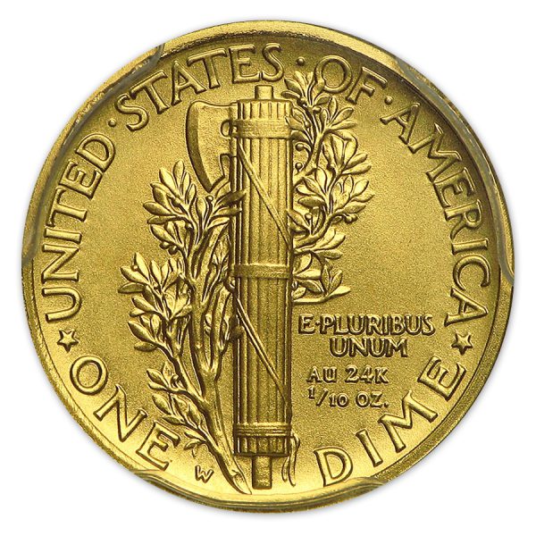 2016-W 1/10 oz Gold Mercury Dime Centennial SP-70 PCGS (FS) (100th Anniversary Label) - Image 4