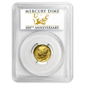 2016-W 1/10 oz Gold Mercury Dime Centennial SP-70 PCGS (FS) (100th Anniversary Label)