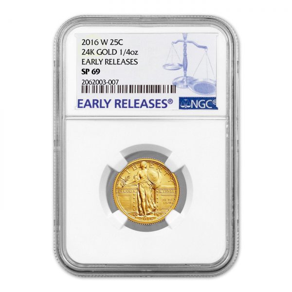 2016-W 1/4 oz Gold Standing Liberty Quarter Centennial SP-69 NGC (ER)