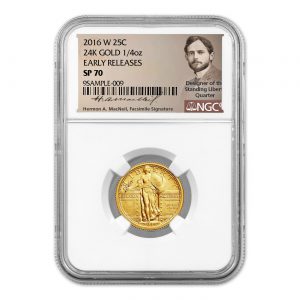 2016-W 1/4 oz Gold Standing Liberty Quarter Centennial SP-70 NGC (ER) (MacNeil Label)
