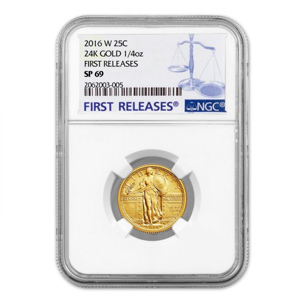 2016-W 1/4 oz Gold Standing Liberty Quarter Centennial SP-69 NGC (FR)
