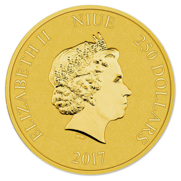 2017 Niue 1 oz Gold $250 Disney Steamboat Willie Uncirculated - Image 2