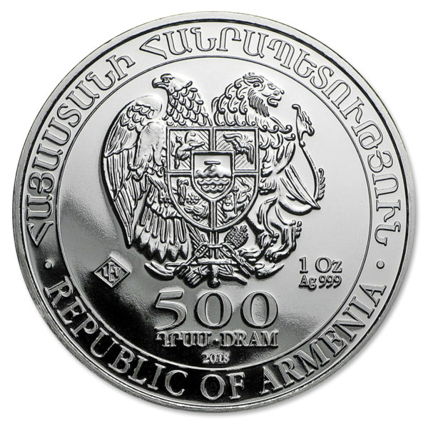 2018 Armenia 1 oz Silver 500 Drams Noah’s Ark - Image 2