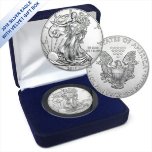 2018 1 oz American Silver Eagle BU - with a Velvet Gift Box