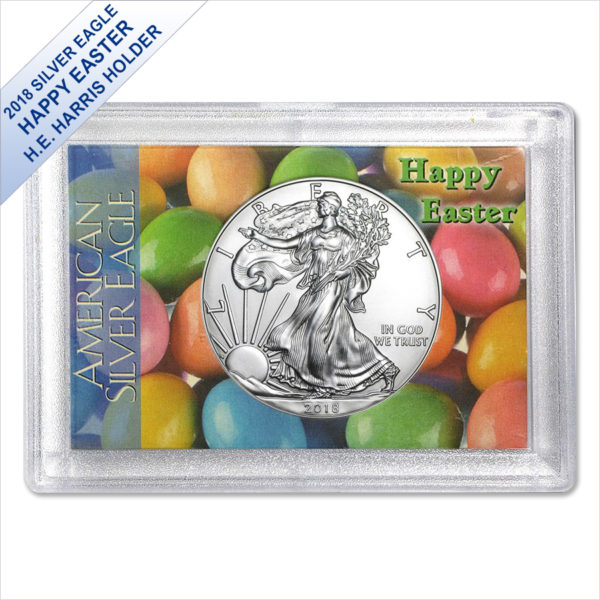 2018 1 oz American Silver Eagle BU (Happy Easter Harris Gift Holder)