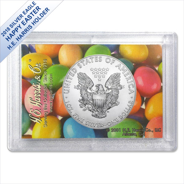 2018 1 oz American Silver Eagle BU (Happy Easter Harris Gift Holder) - Image 2
