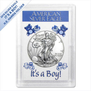 2018 1 oz American Silver Eagle BU (It's a Boy! Harris Gift Holder)