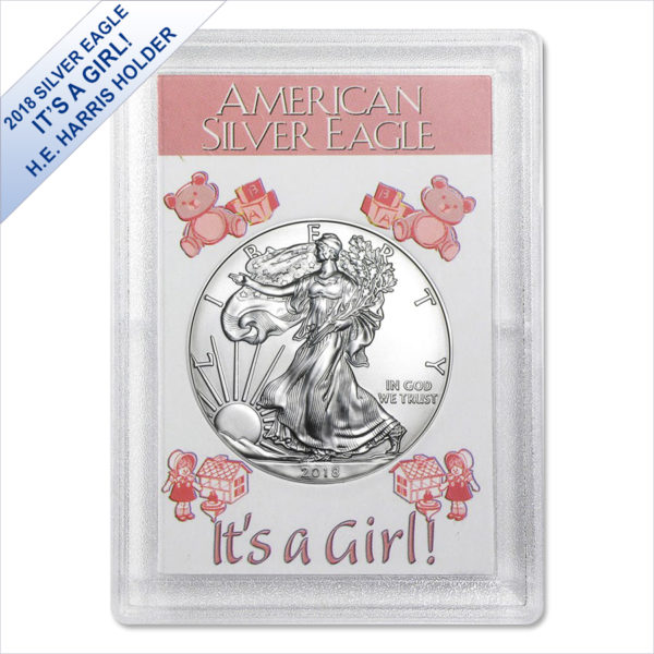 2018 1 oz American Silver Eagle BU (It's a Girl! Harris Gift Holder)