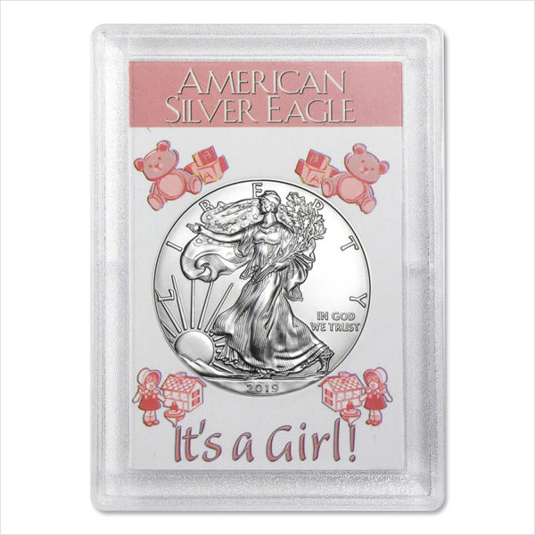 2019 1 oz American Silver Eagle BU (It's a Girl! Harris Gift Holder)