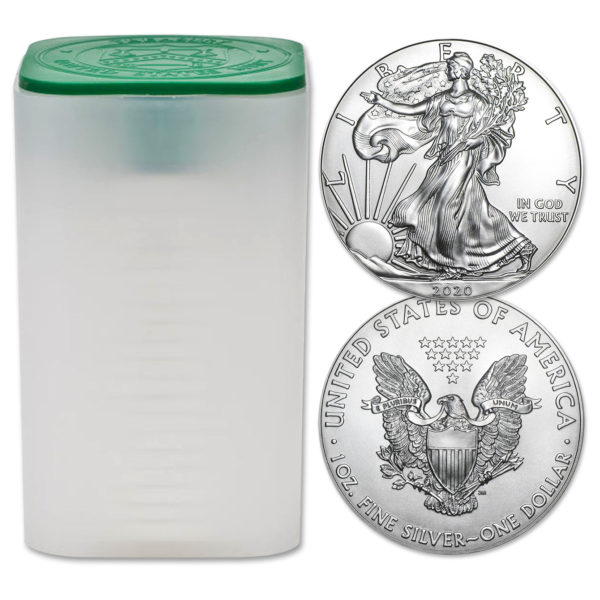 2020 1 oz American Silver Eagle BU (20 Coins) Roll
