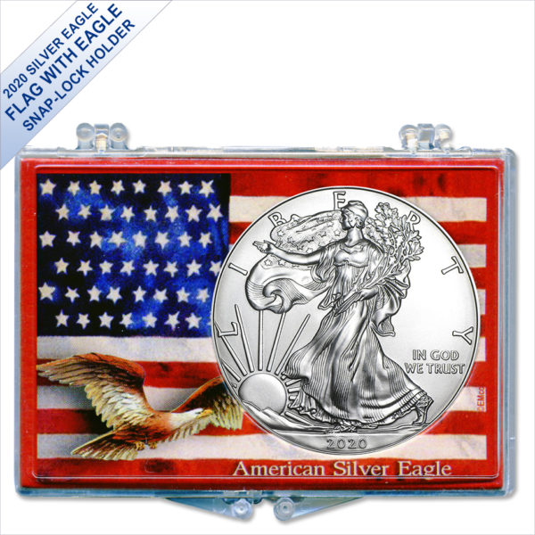 2020 1 oz American Silver Eagle BU (Flag with Eagle Snap-Lock Gift Holder)