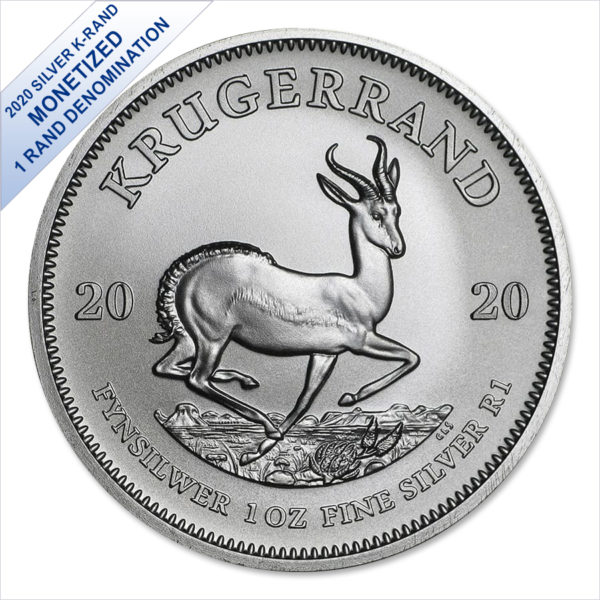 2020 South Africa 1 oz Silver Krugerrand Brilliant Uncirculated (BU)