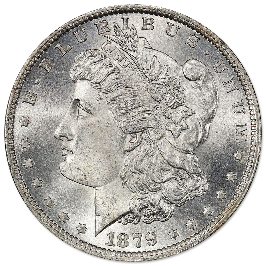 1879-OMorganSilverDollarBUObv