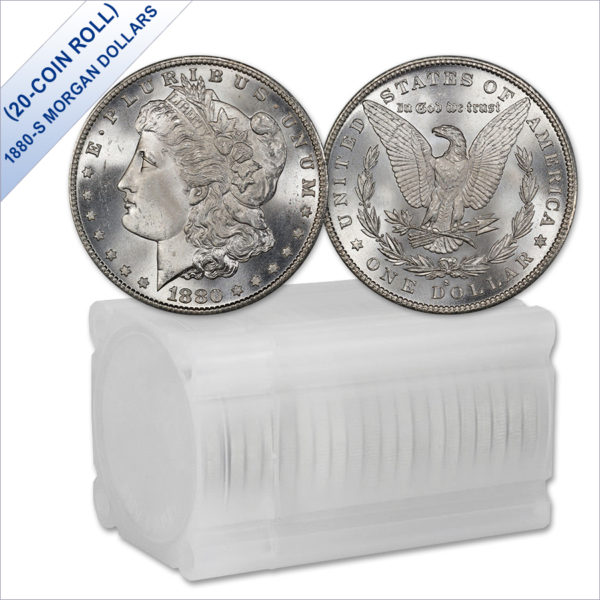 1880-S Morgan Silver Dollars BU (20-Coin Roll)