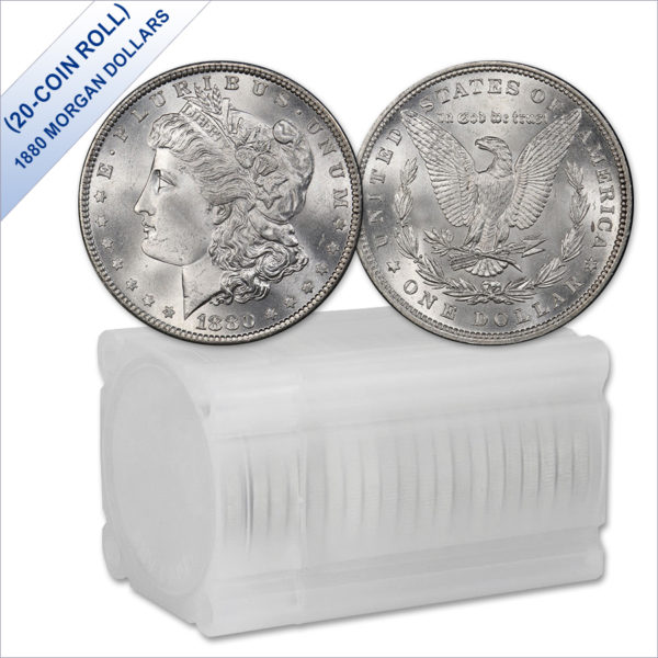 1880 Morgan Silver Dollars BU (20-Coin Roll)