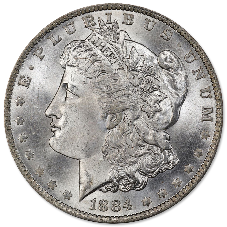 1884-OMorganSilverDollarBUObv