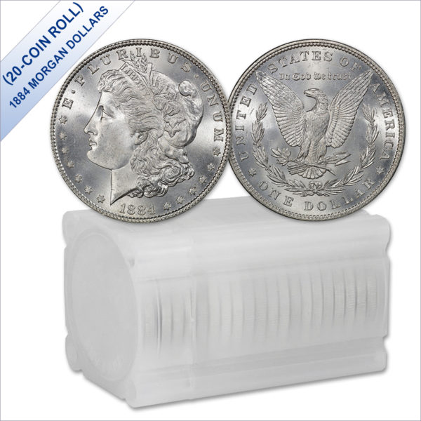 1884 Morgan Silver Dollars BU (20-Coin Roll)