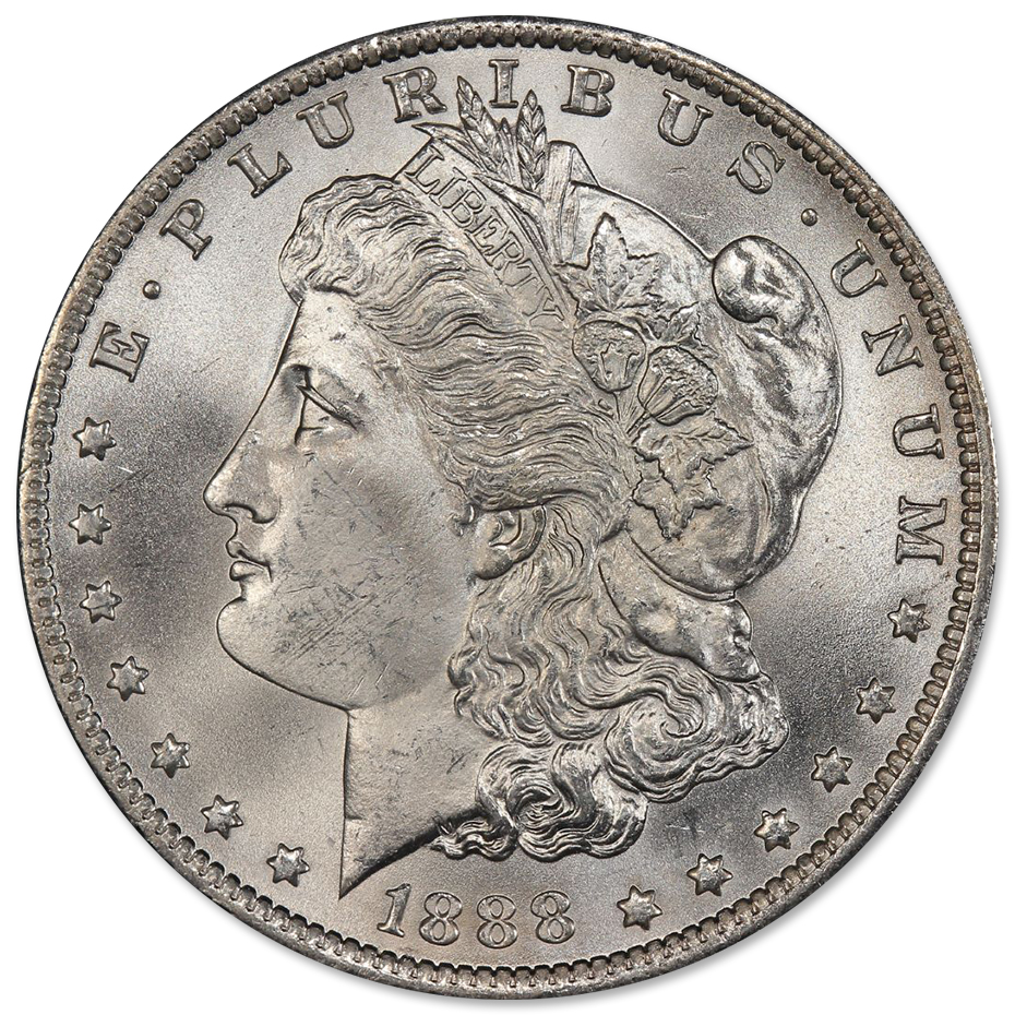 1888-OMorganSilverDollarBUObv