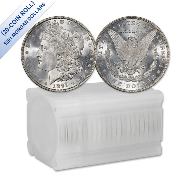 1891 Morgan Silver Dollars BU (20-Coin Roll)