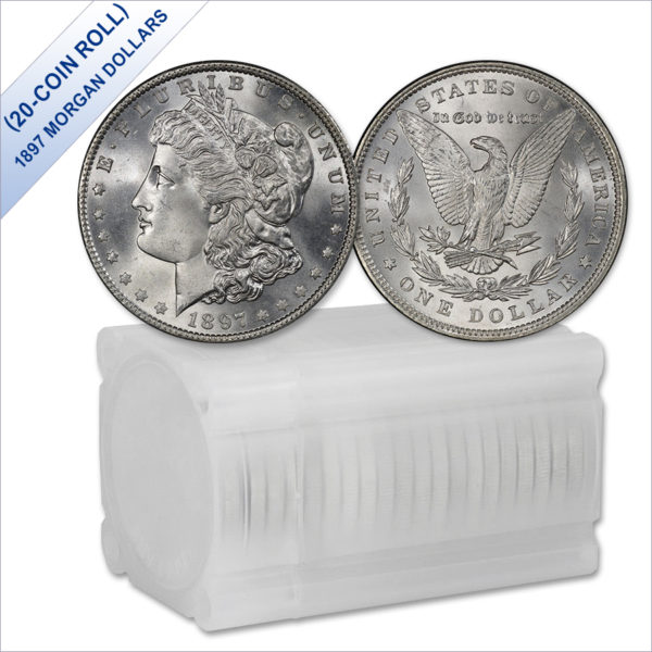 1897 Morgan Silver Dollars BU (20-Coin Roll)