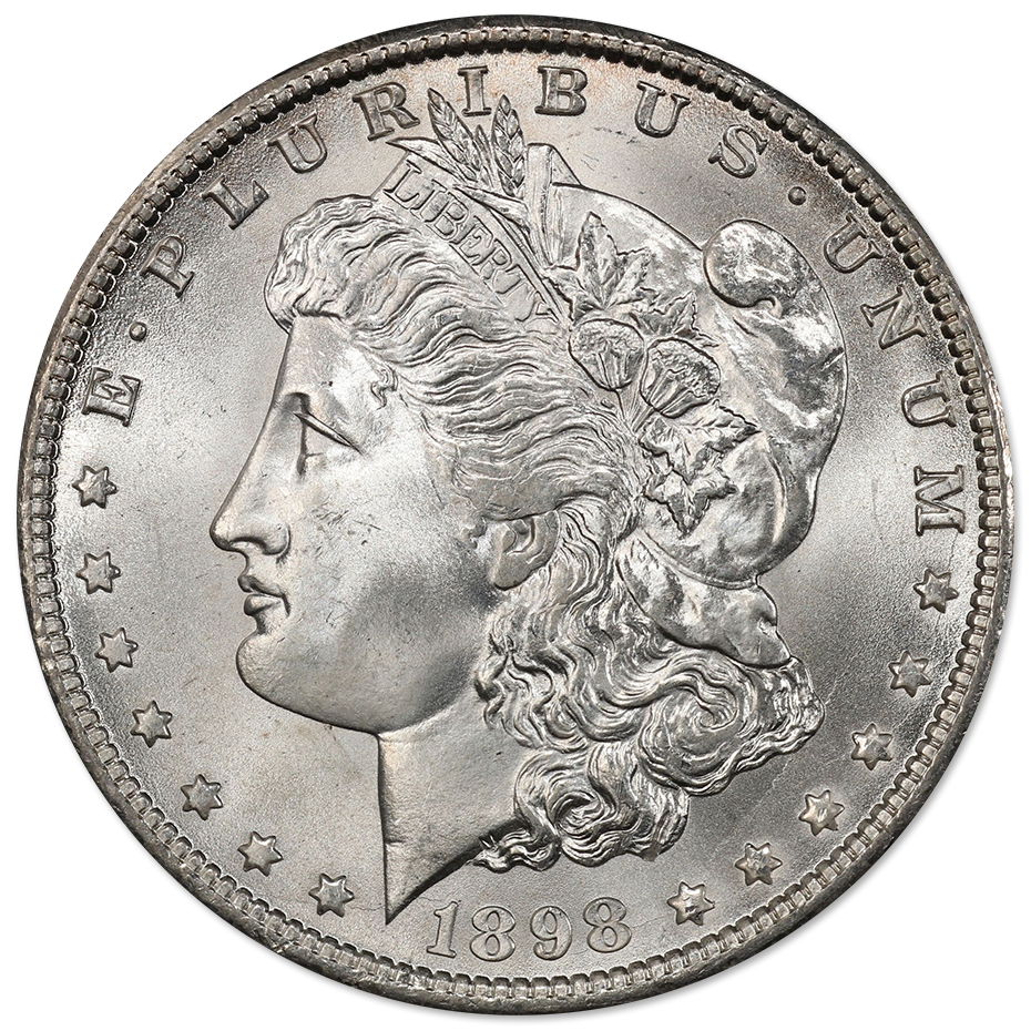 1898-OMorganSilverDollarBUObv