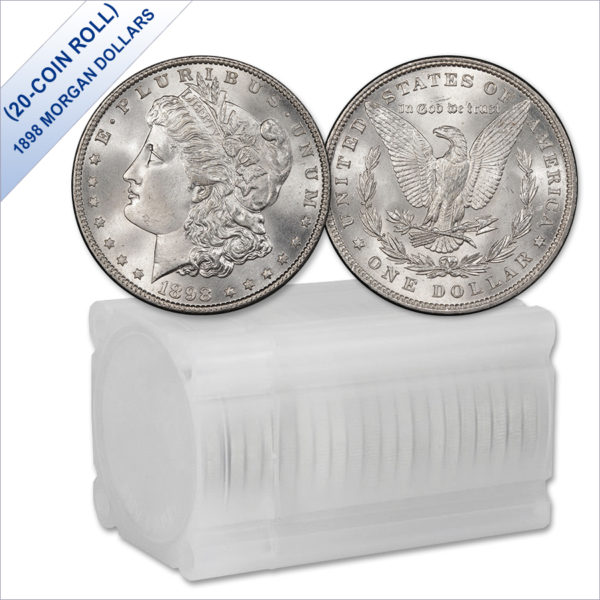 1898 Morgan Silver Dollars BU (20-Coin Roll)