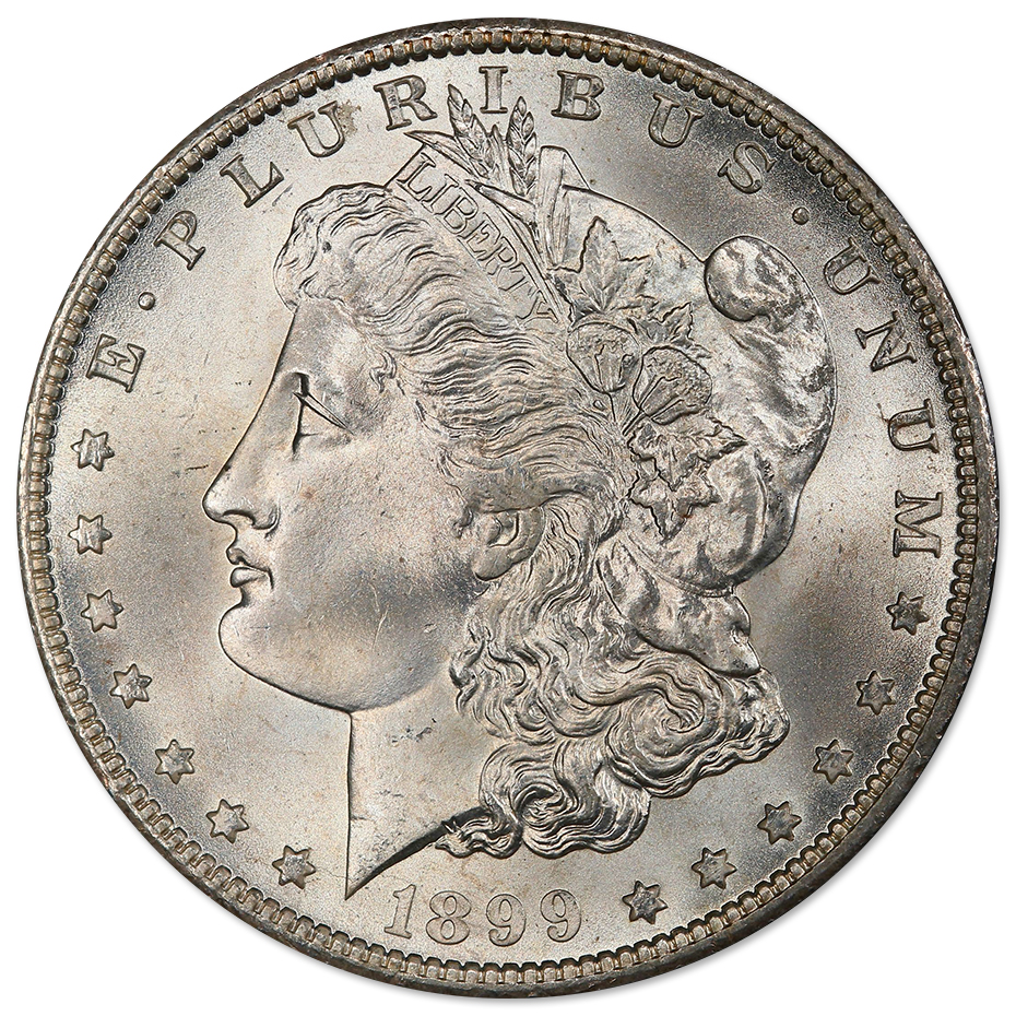 1899-OMorganSilverDollarBUObv